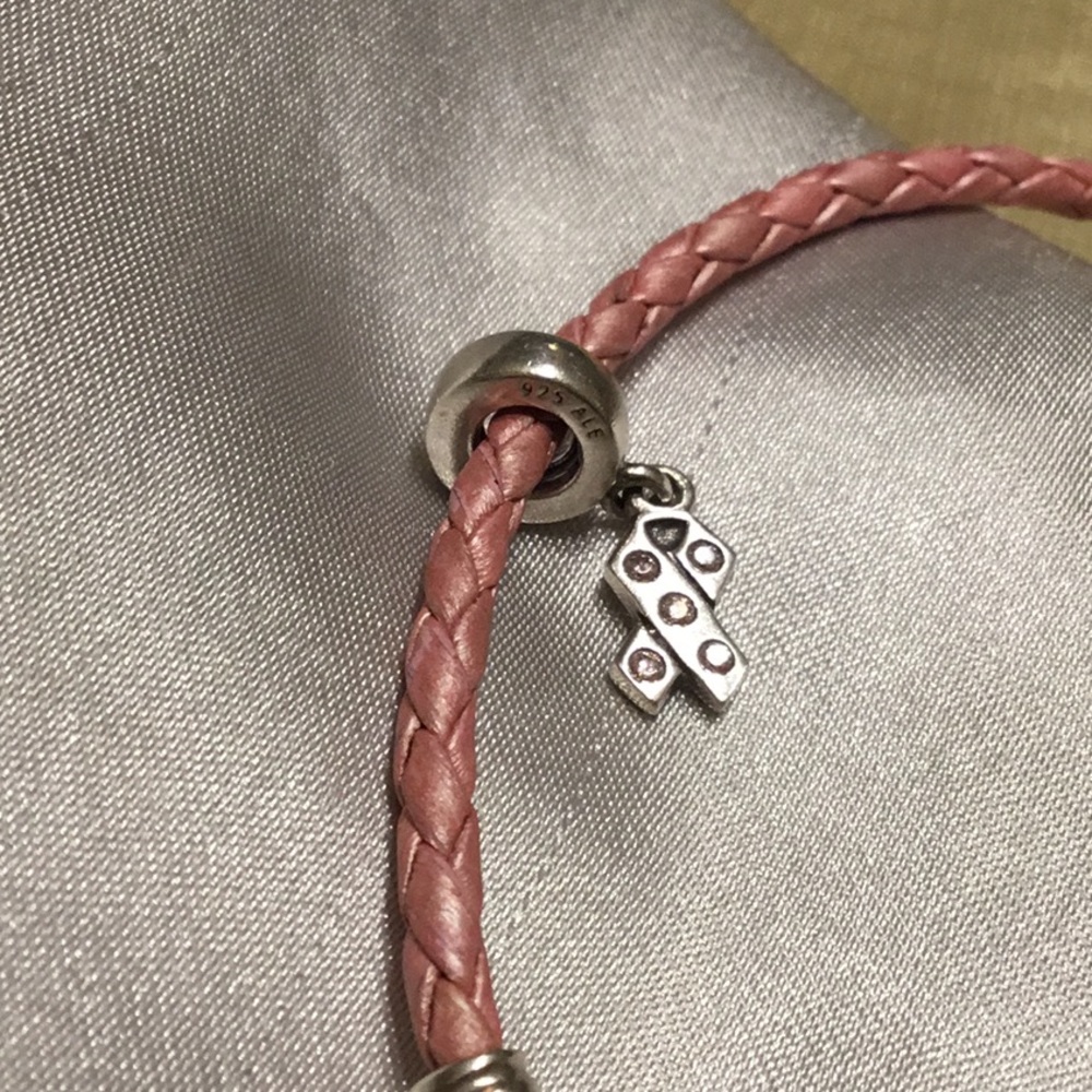 Pandora Pink Rhinestone Ribbon Charm - Picture 5 of 6